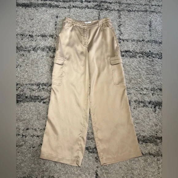 Cache Satin Wide Leg Cargo Pants - Cream - Picture 2 of 11